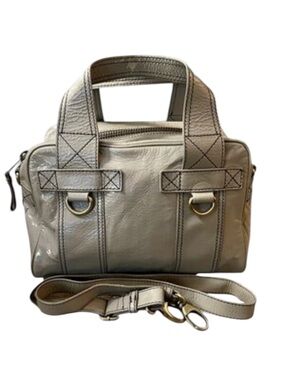 Cynthia Rowley Gray Patent Leather Satchel Crossbody Bag Y2K Indie Sleaze Boho